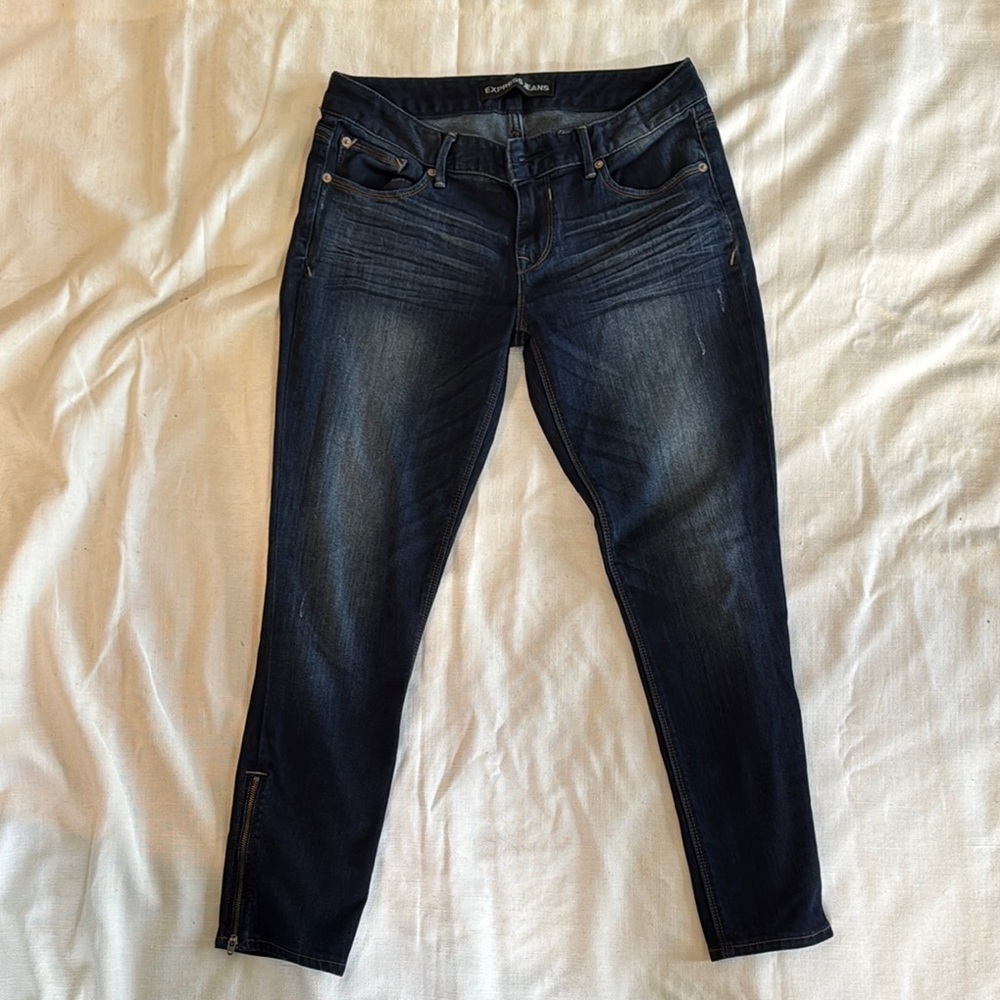 Express 8R Dark Blue Women's Stretch Skinny Jeans